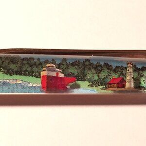 Tawas Point Lighthouse Michigan Floaty Pen Ship Boat Moves Past Lake Forest